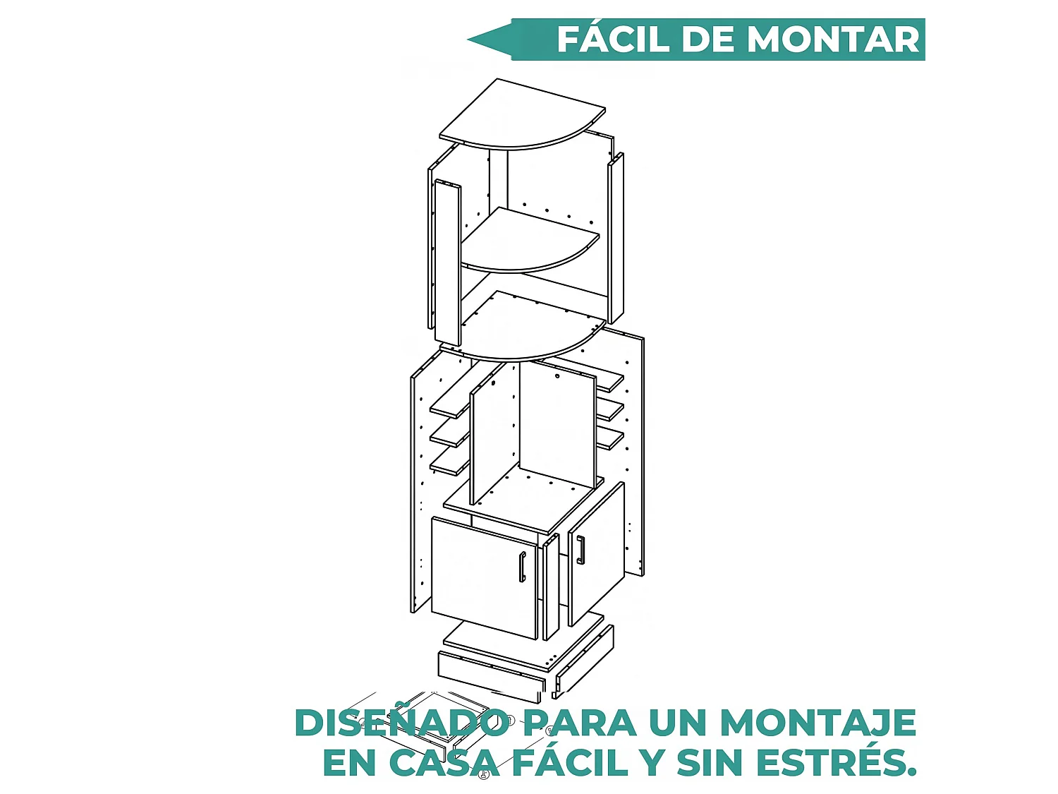 TUHOME CONCEPT Mueble bar esquinero Syrah de 181 cm, coñac