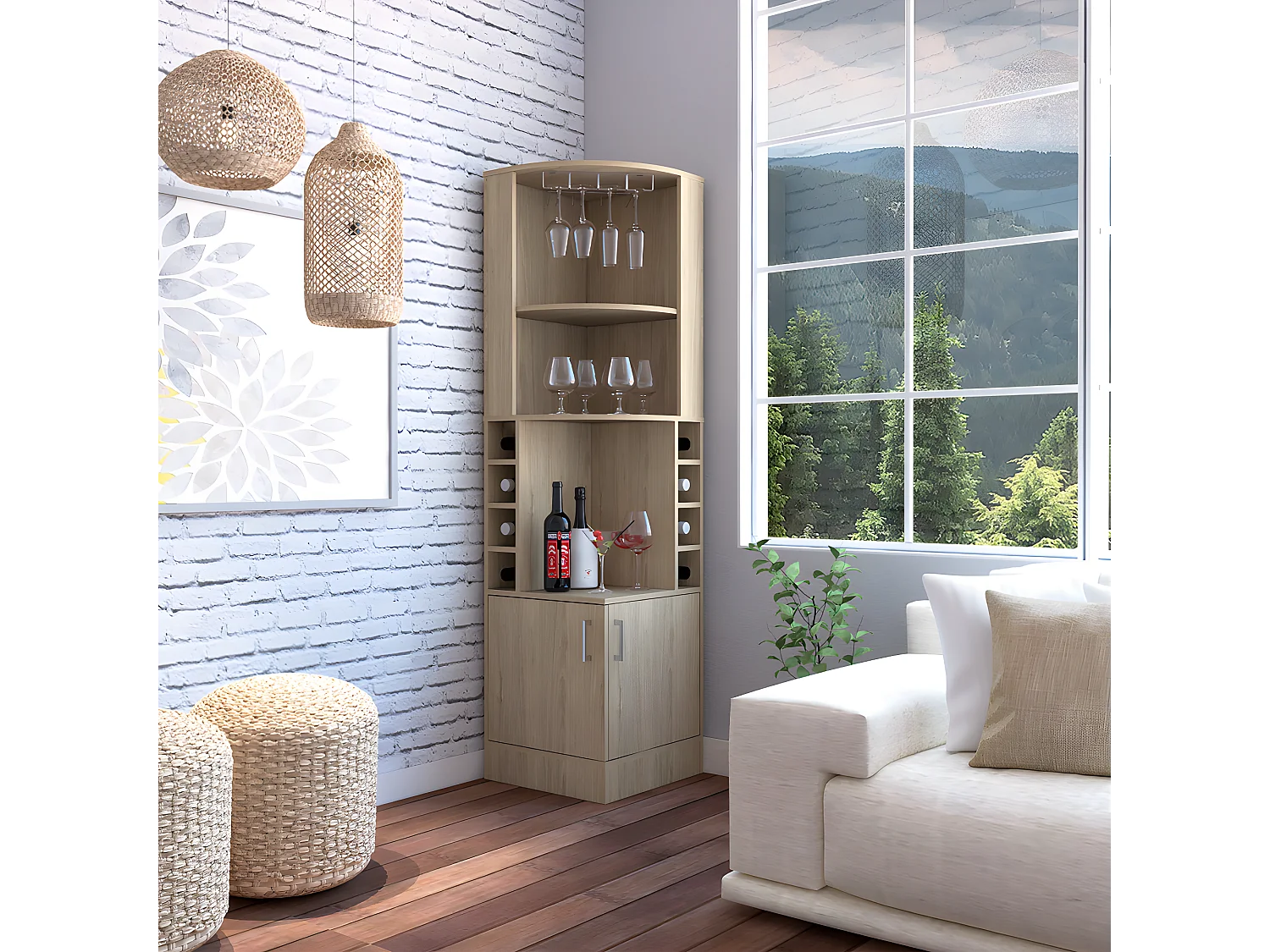 Meubles d'angle Kava Beijing, 180 cm à x 46,9 cm P x 46,9 cm et miel