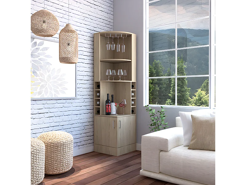Mueble Bar Esquinero Kava Beijing, con botelleros 180.6CM A X 46.9CM An X 46.9CM P Miel