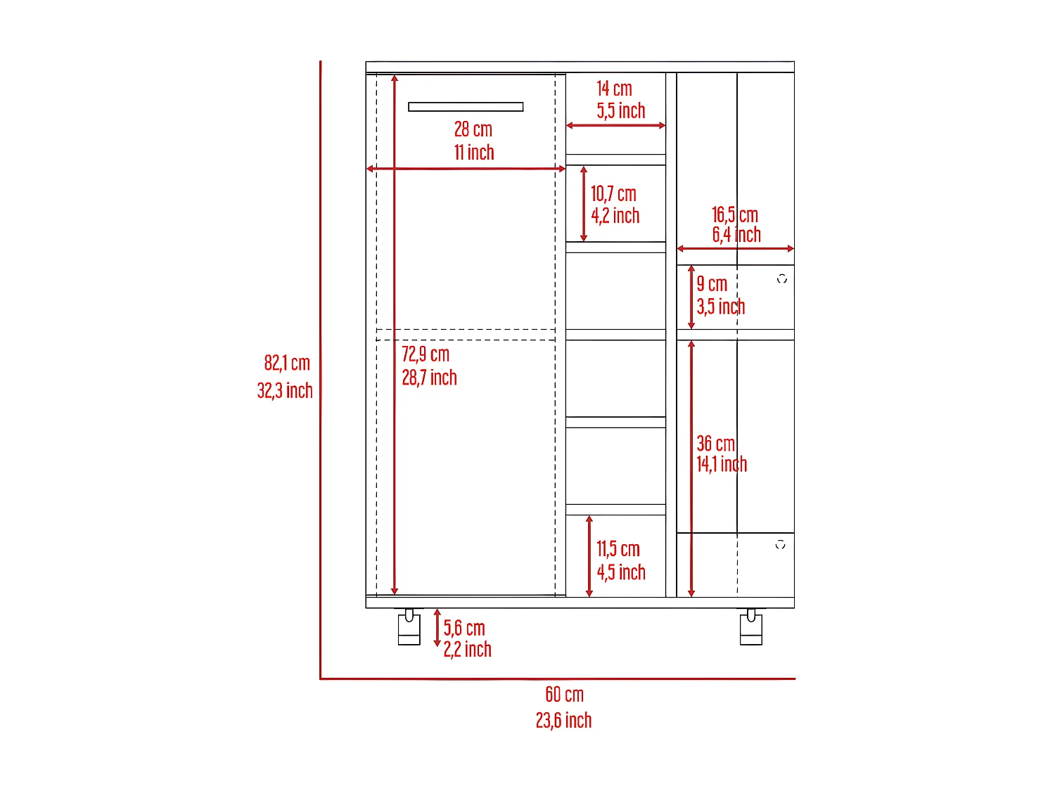 Carrito de Bar, Bar Cart, con botellero y ruedas 82.1CM A X 60CM An X 37.5CM P Wengue
