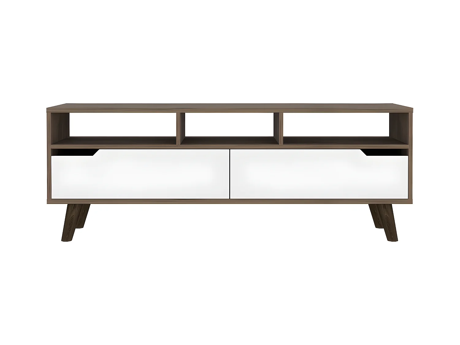 Cabinet télévisé Oslo avec étagères inférieures, 51 cm à x 39 cm P x 137 cm et Le noyer / blanc