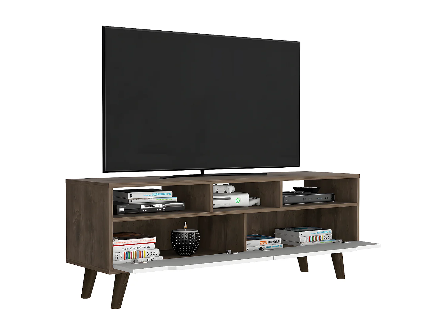 Mueble de Televisor Oslo, con estantería 51CM A X 137CM An X 39CM P Bellota / Blanco