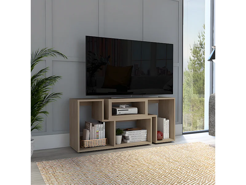 Mueble de Televisor Extensible Beijing, con gabinete 54.5CM A X 120 / 160CM An X 35.3CM P Miel