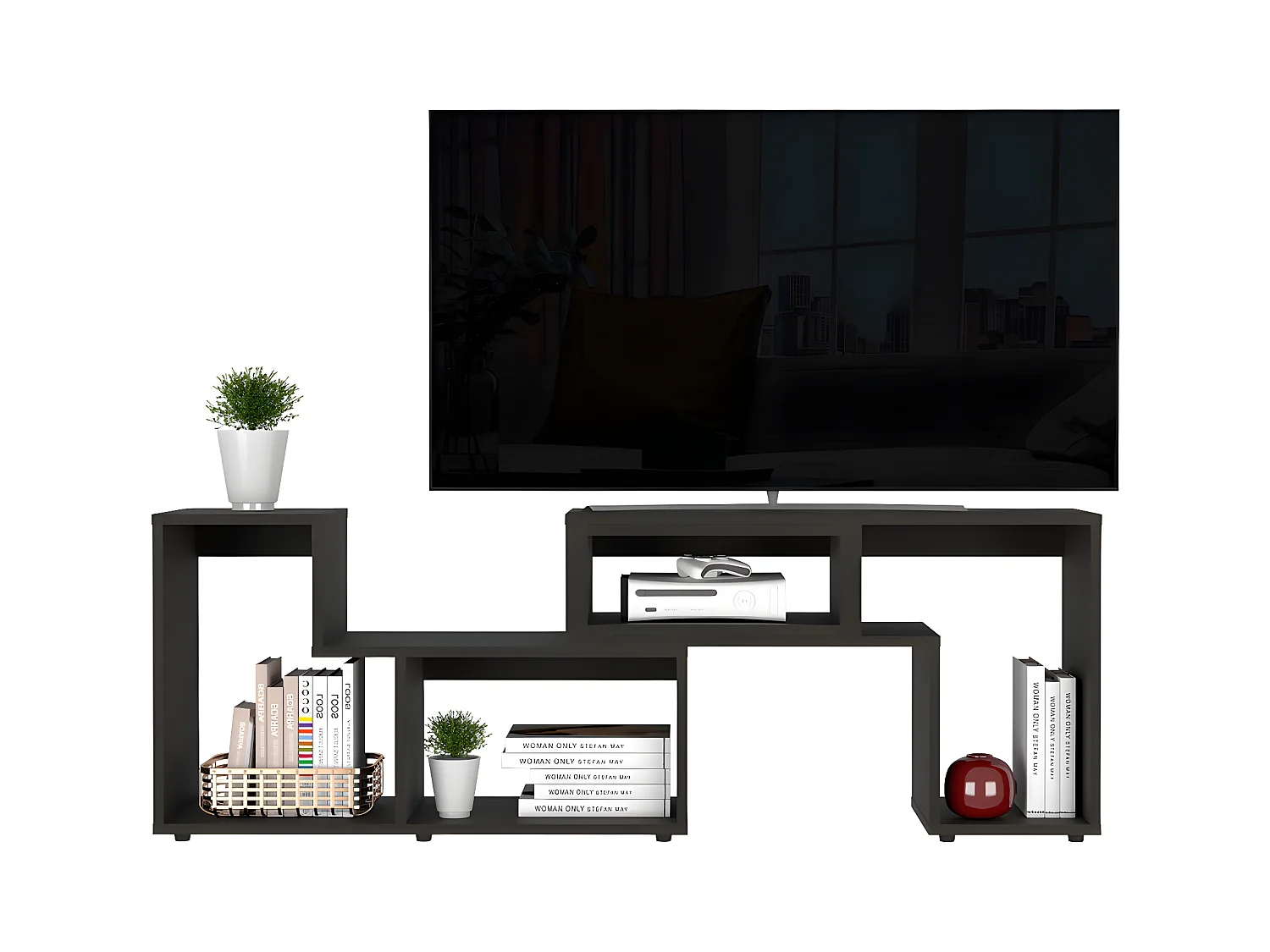Mobile TV allungabile Beijing, con mobile 54,5CM L X 121 / 160CM L X 35,3CM P Nero