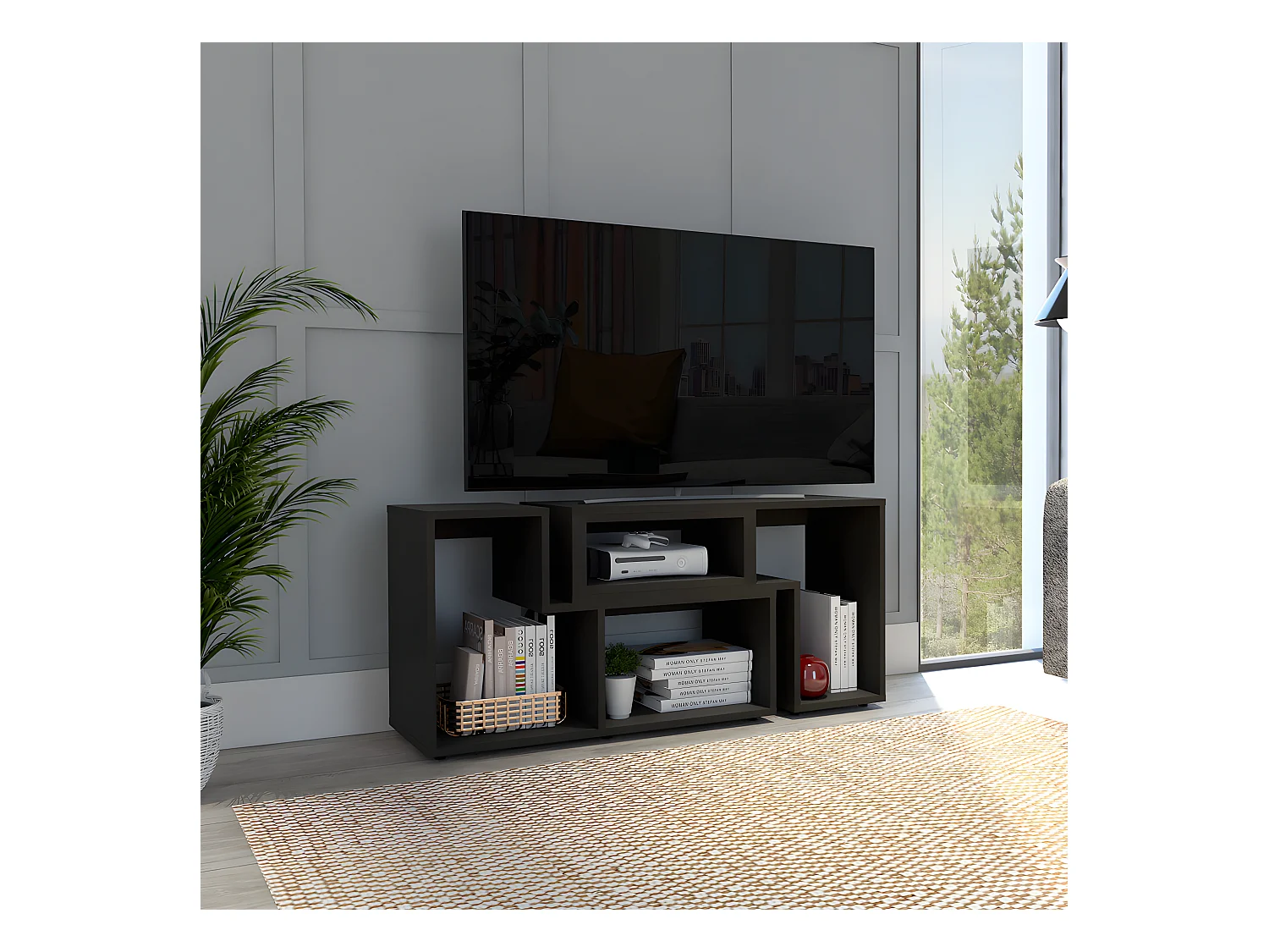 Mobile TV allungabile Beijing, con mobile 54,5CM L X 121 / 160CM L X 35,3CM P Nero