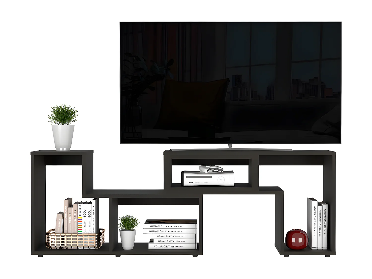Mueble de Televisor Extensible Beijing, con gabinete 54.5CM A X 121 / 160CM An X 35.3CM P Wengue