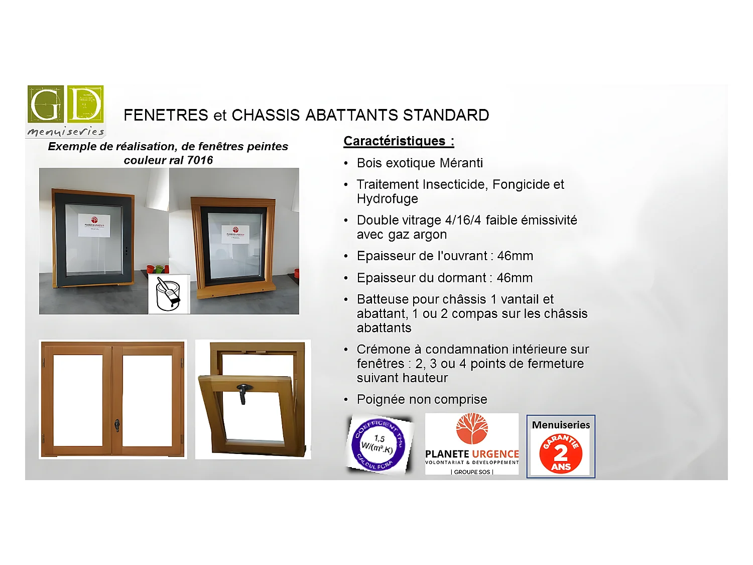 Fenetre 2 Vantaux En Bois   Hauteur 175 X Largeur 110 (Cotes Tableau)