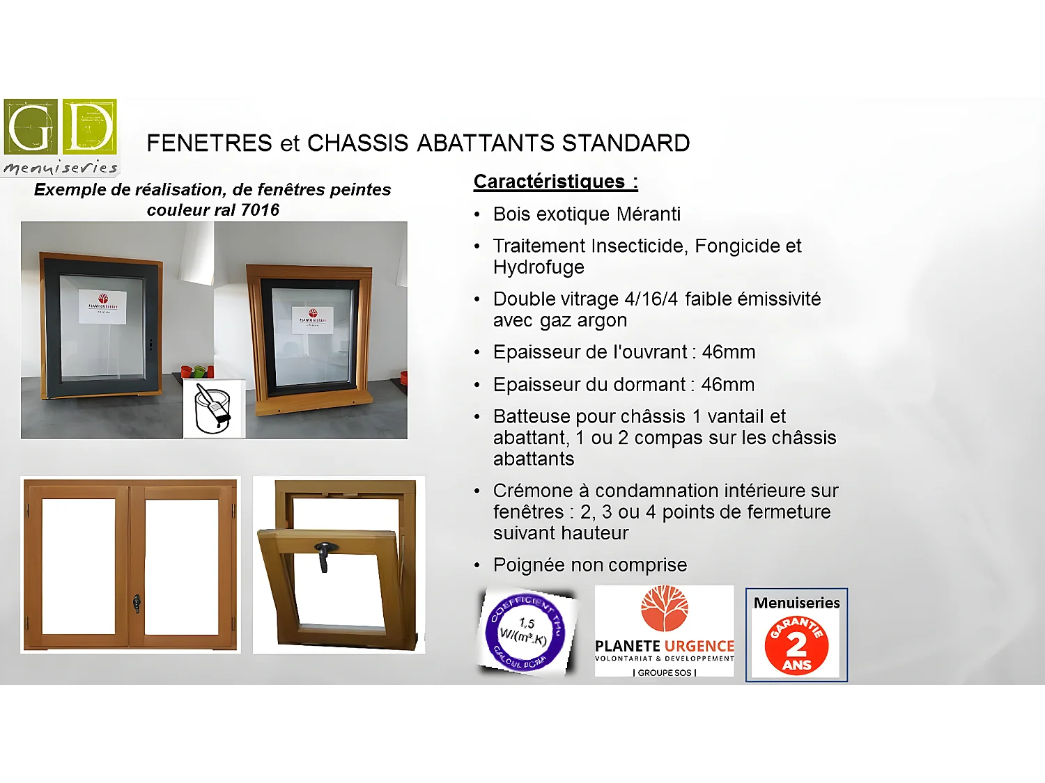 Fenetre 2 Vantaux En Bois   Hauteur 175 X Largeur 110 (Cotes Tableau)