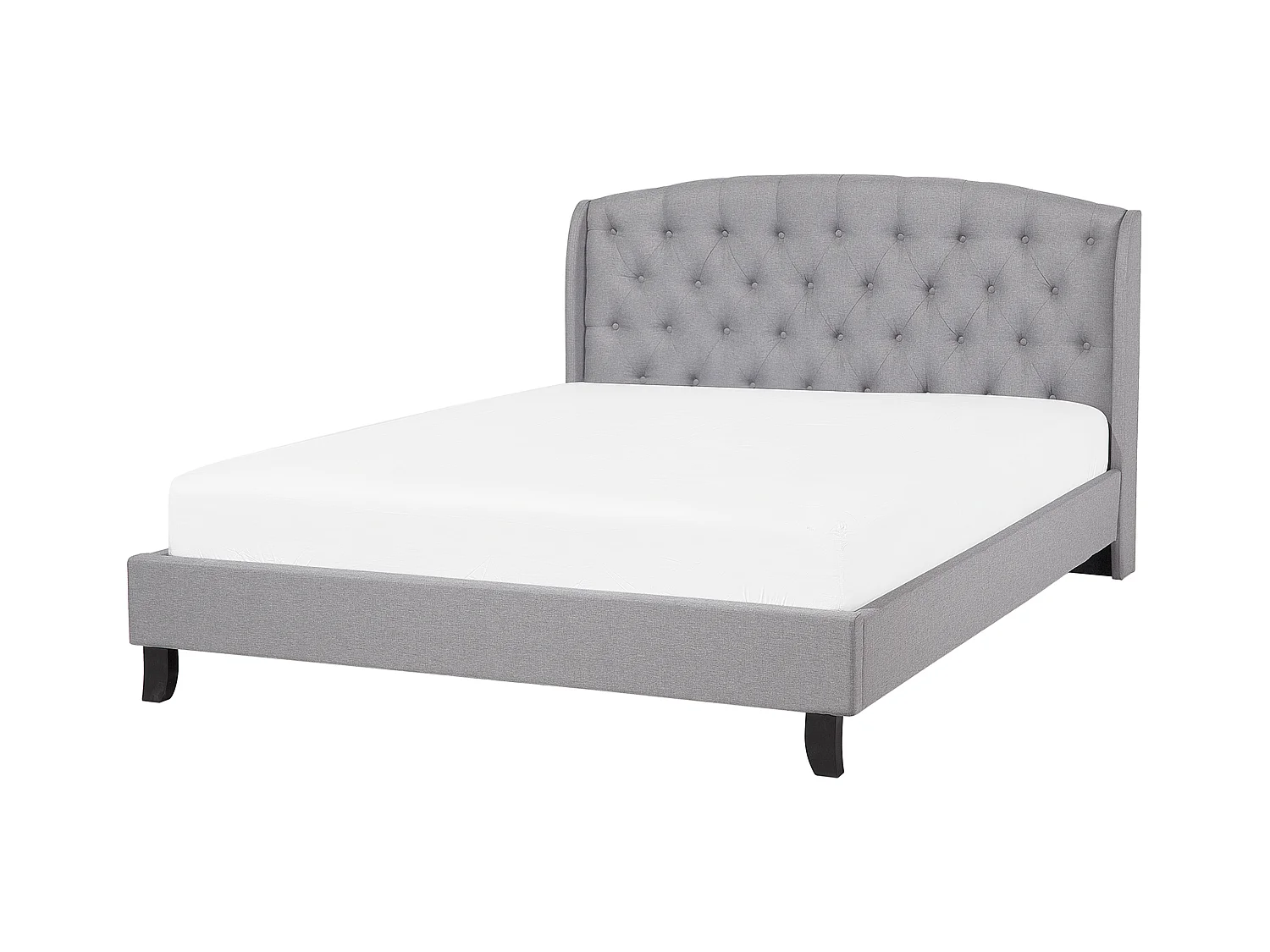 Lit avec sommier Tissu BORDEAUX 160 x 200 cm Gris clair