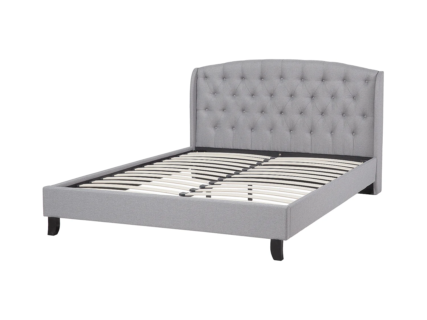 Lit avec sommier Tissu BORDEAUX 160 x 200 cm Gris clair