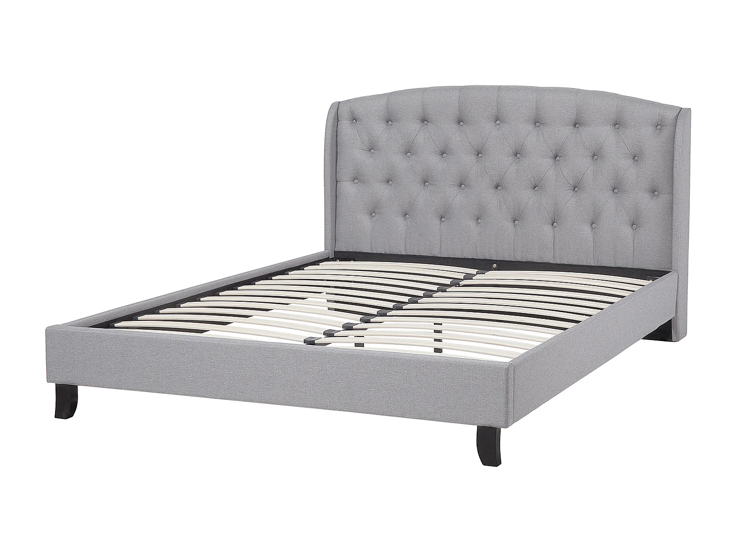 Lit avec sommier Tissu BORDEAUX 160 x 200 cm Gris clair