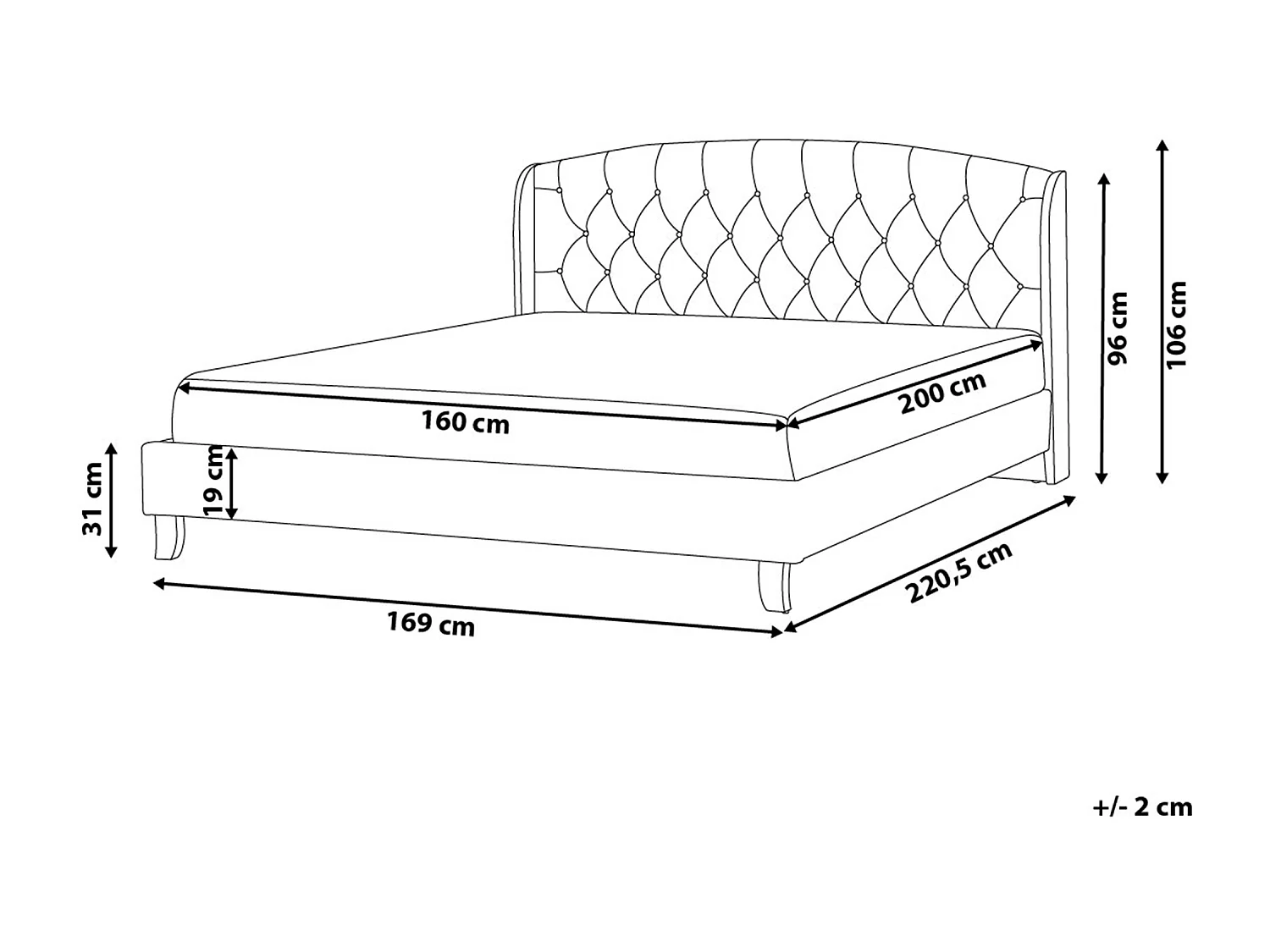 Letto Tessuto BORDEAUX 160 x 200 cm Grigio chiaro