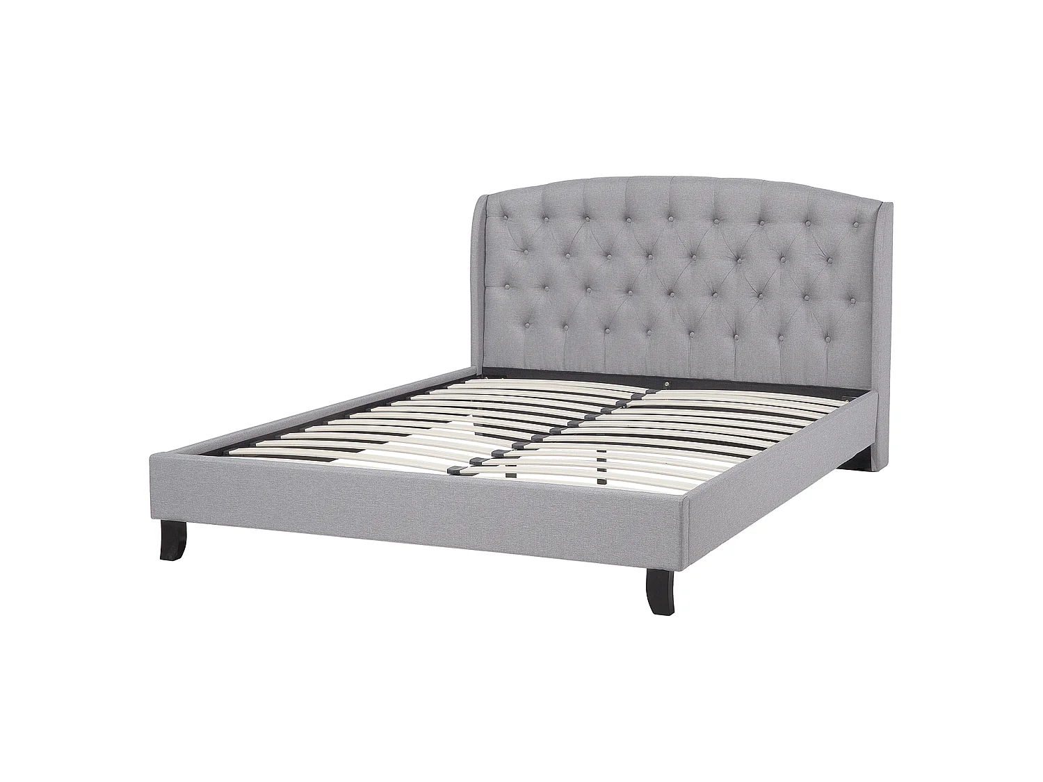 Bett mit Lattenrost Stoff BORDEAUX 160 x 200 cm Hellgrau