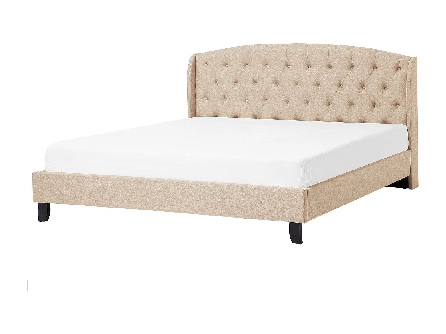 Lit avec sommier Tissu BORDEAUX 160 x 200 cm Beige