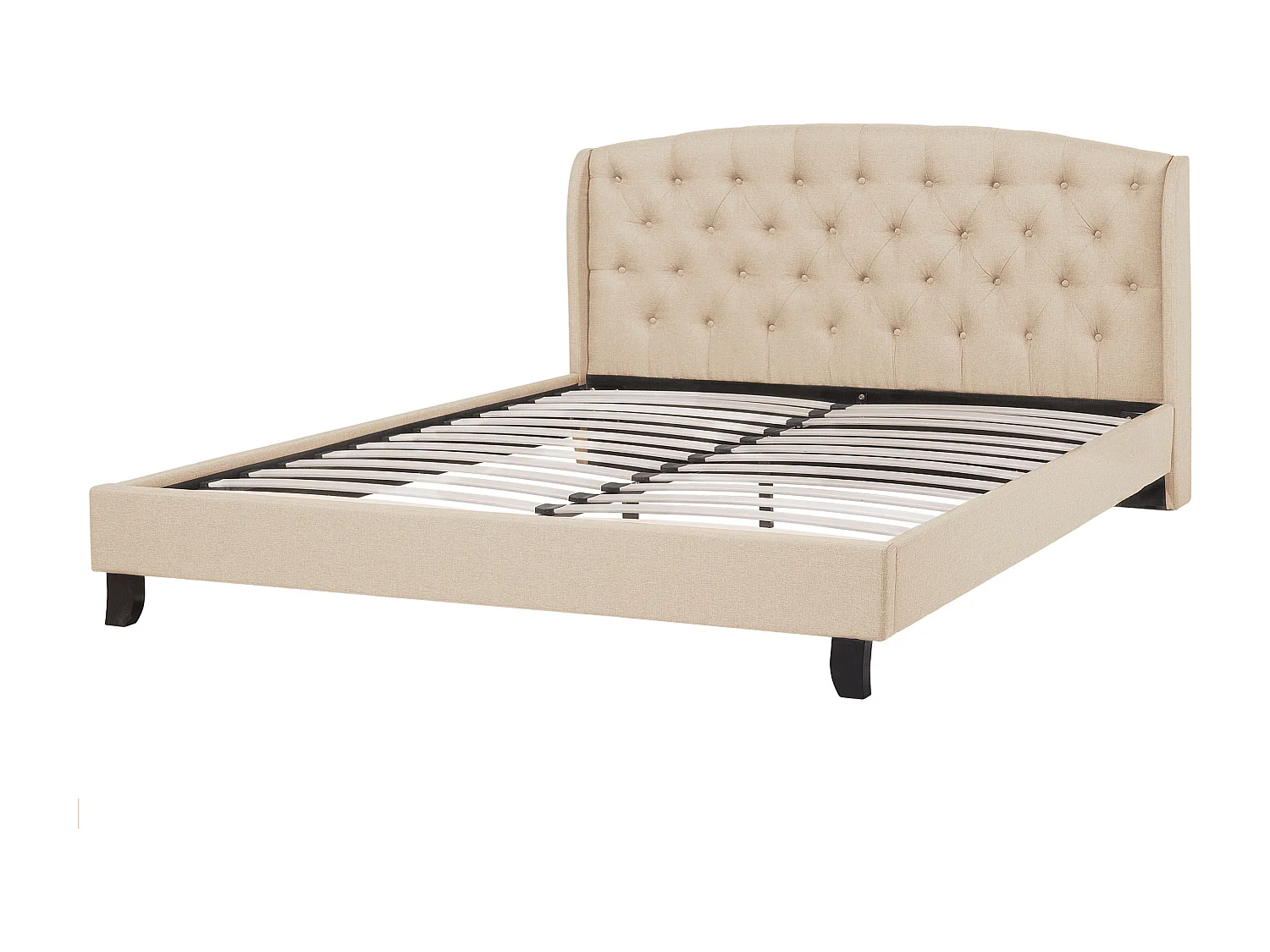 Lit avec sommier Tissu BORDEAUX 160 x 200 cm Beige