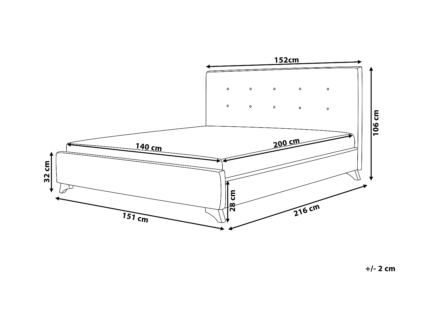 Lit avec sommier Tissu AMBASSADOR 140 x 200 cm Noir