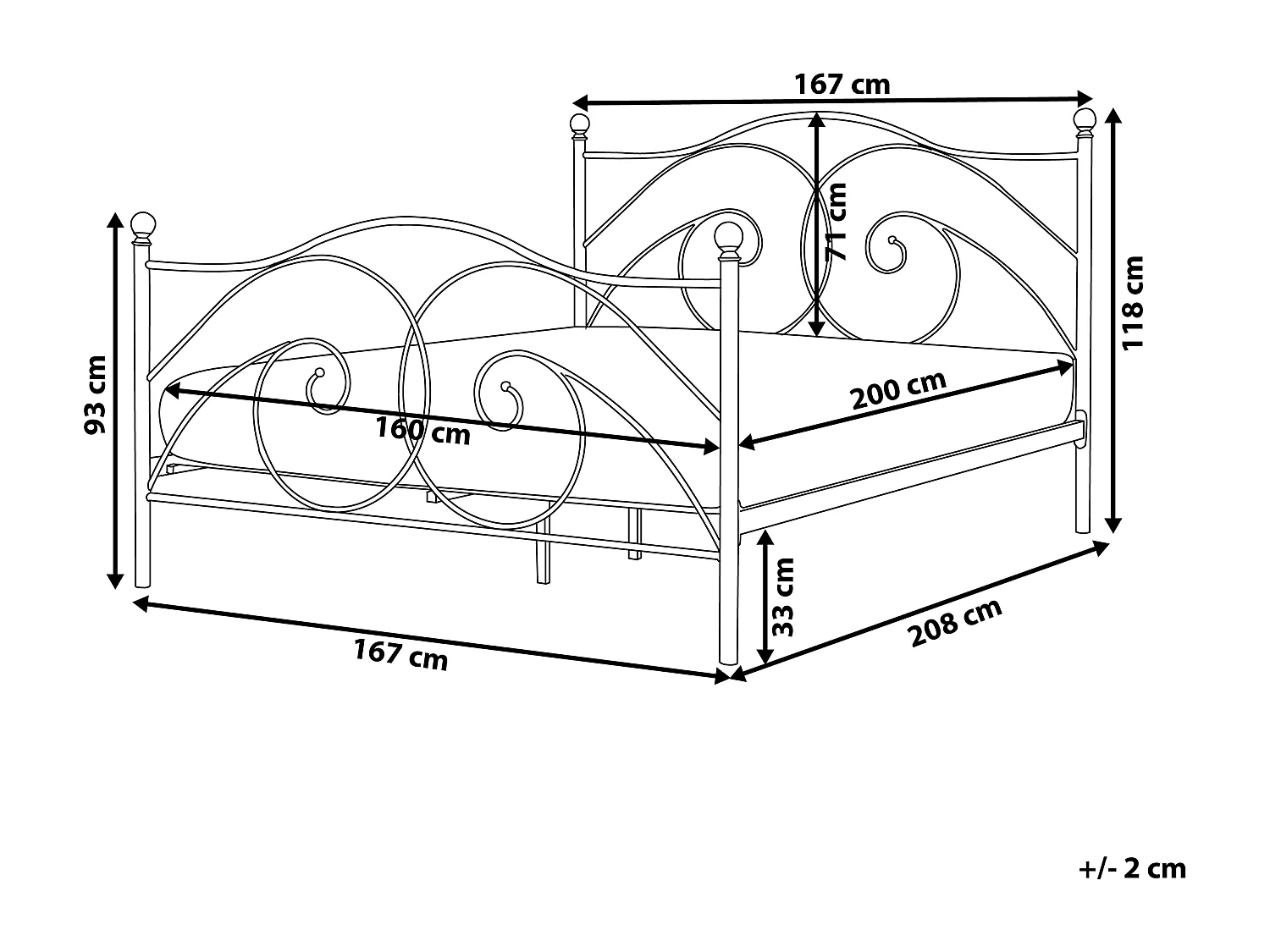 Cama Metal DINARD 160 x 200 cm Negro