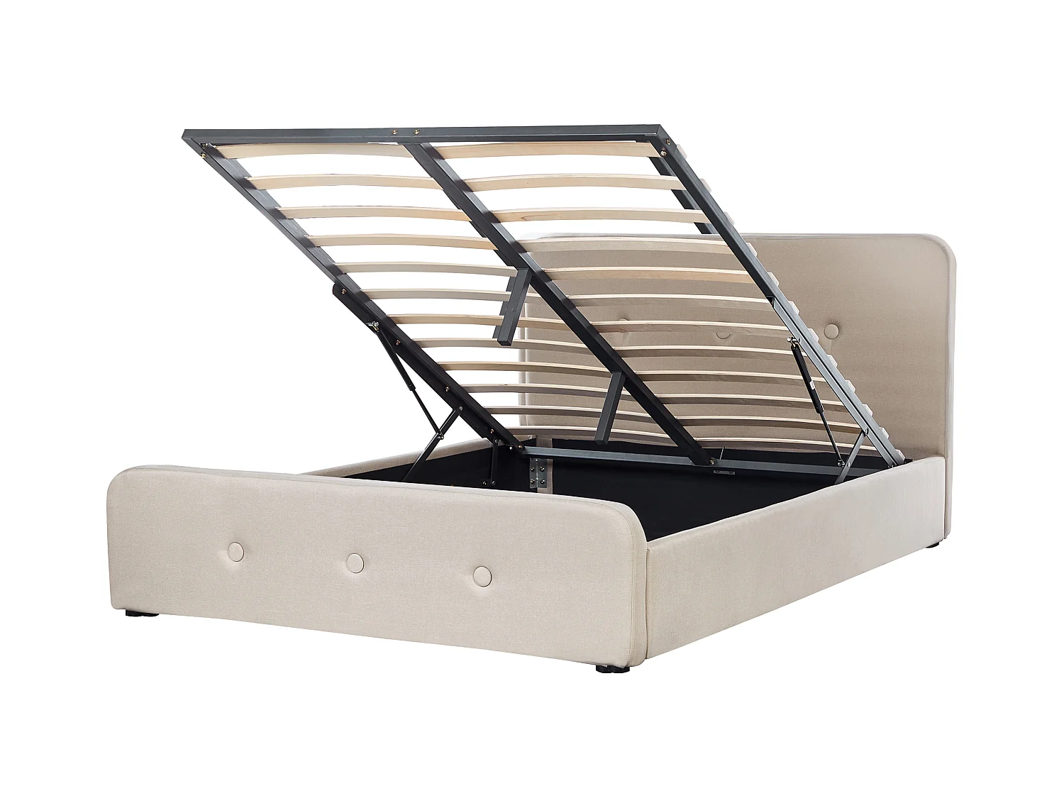 Lit ottoman Lit avec sommier Tissu RENNES 160 x 200 cm Beige
