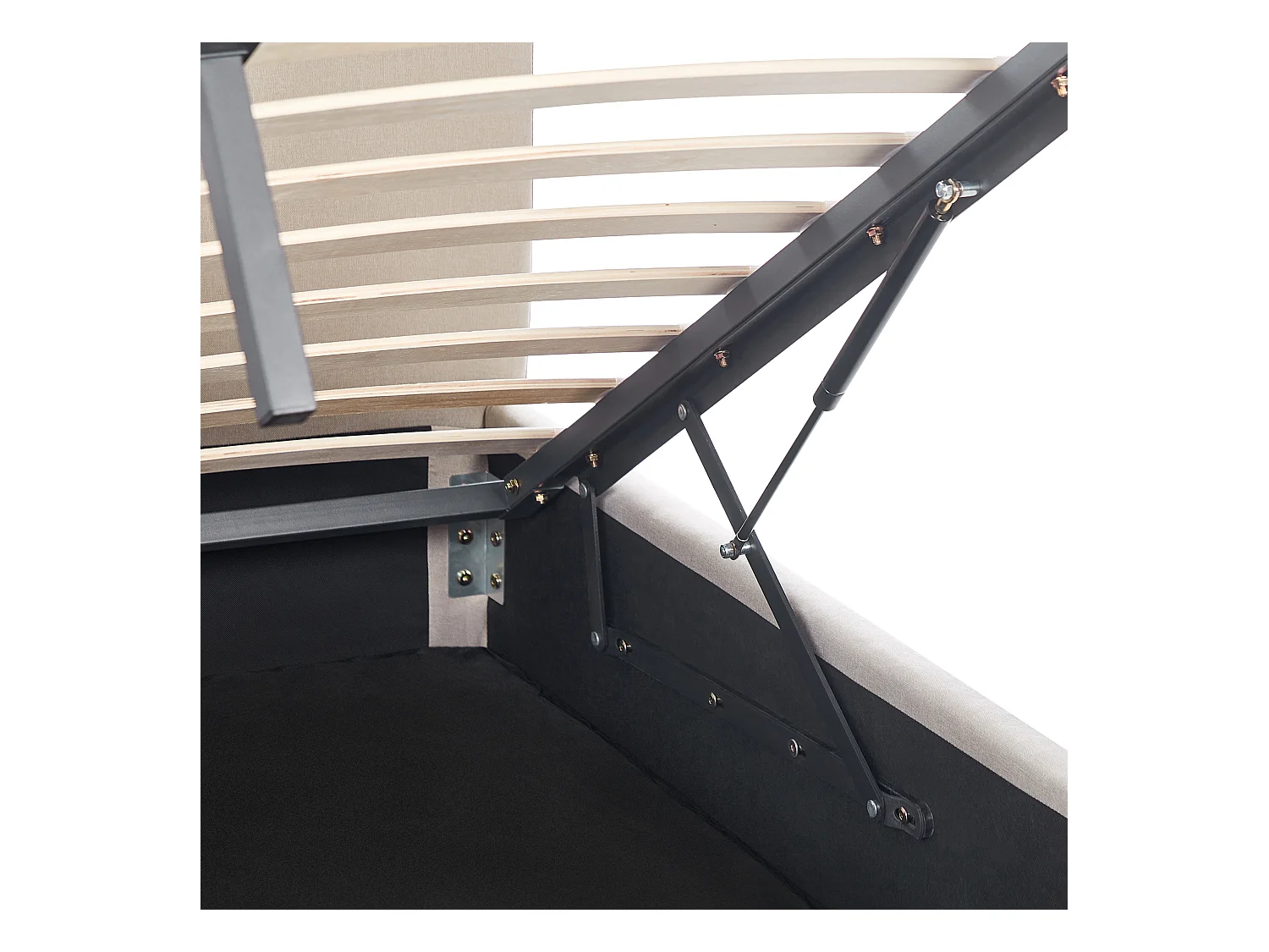 Lit ottoman Lit avec sommier Tissu RENNES 160 x 200 cm Beige