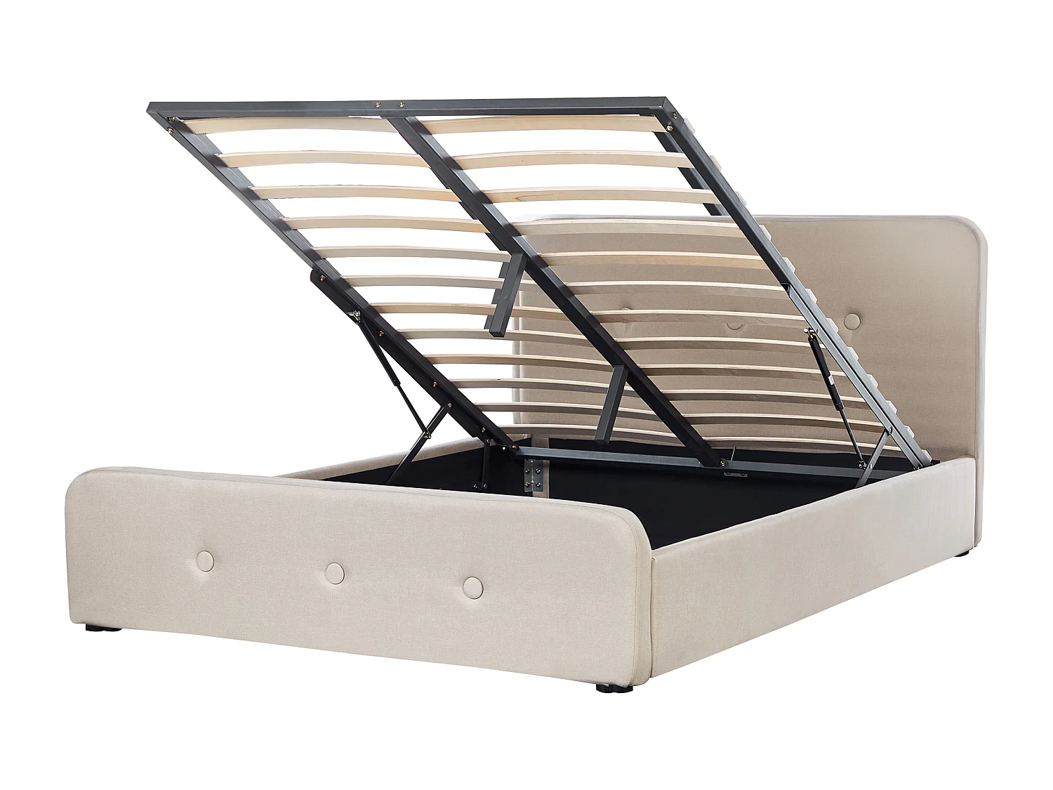Letto contenitore rete a doghe tessuto beige 160 x 200 cm RENNES