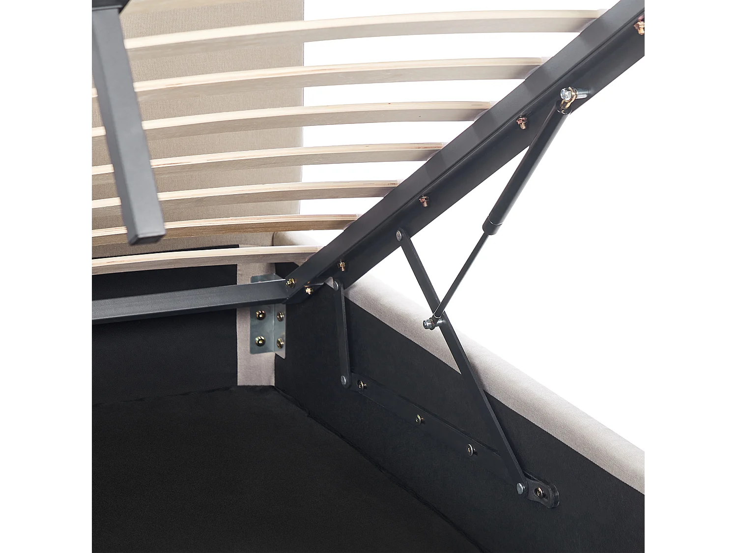 Letto contenitore rete a doghe tessuto beige 160 x 200 cm RENNES