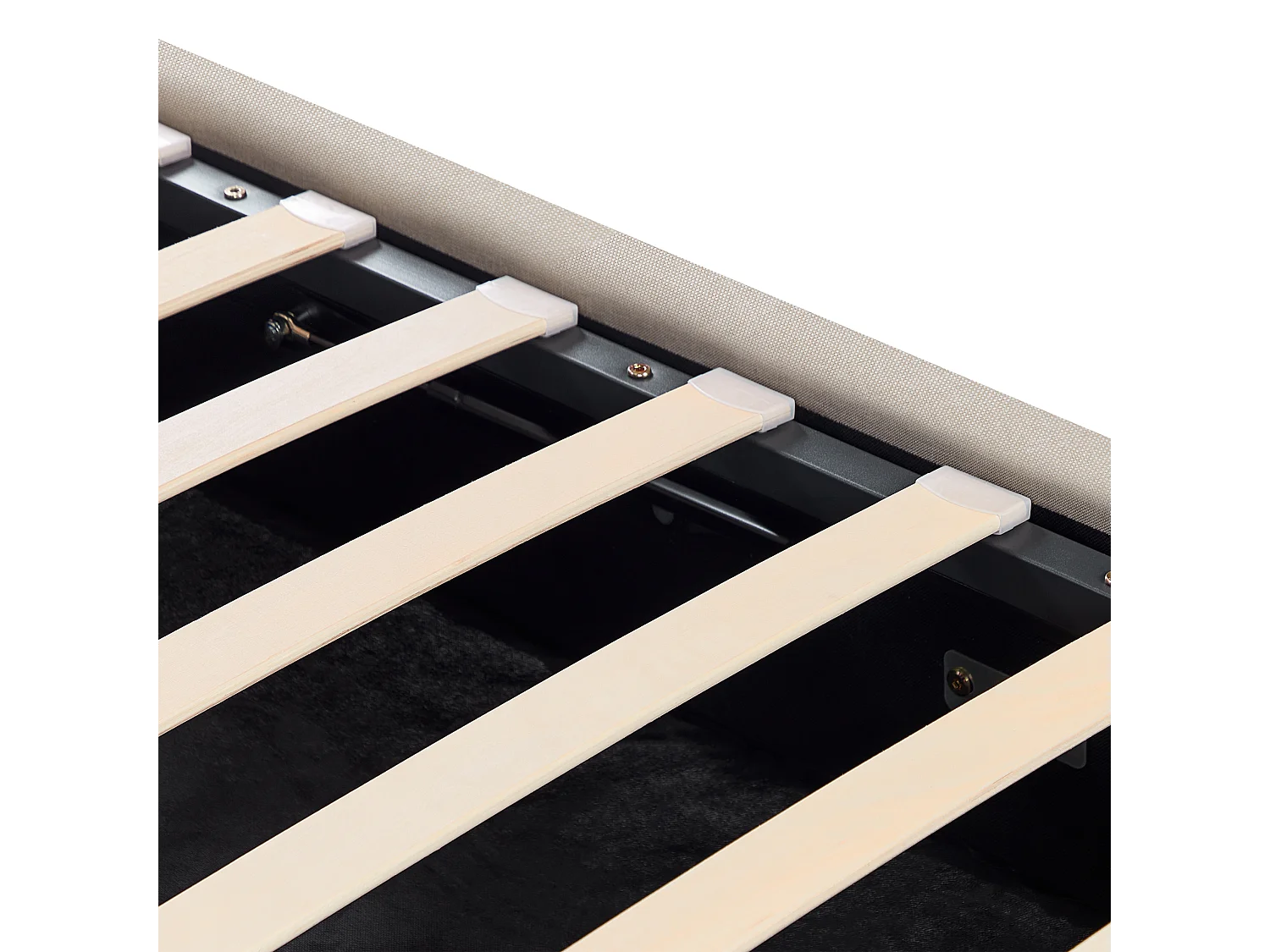 Letto contenitore rete a doghe tessuto beige 160 x 200 cm RENNES