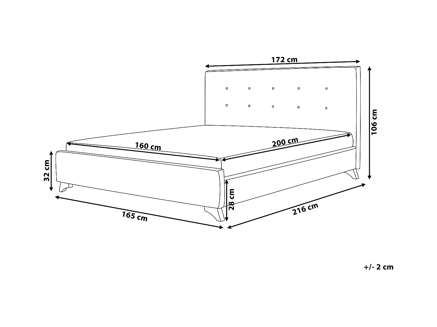 Bed Stof AMBASSADOR 160 x 200 cm Donkergrijs