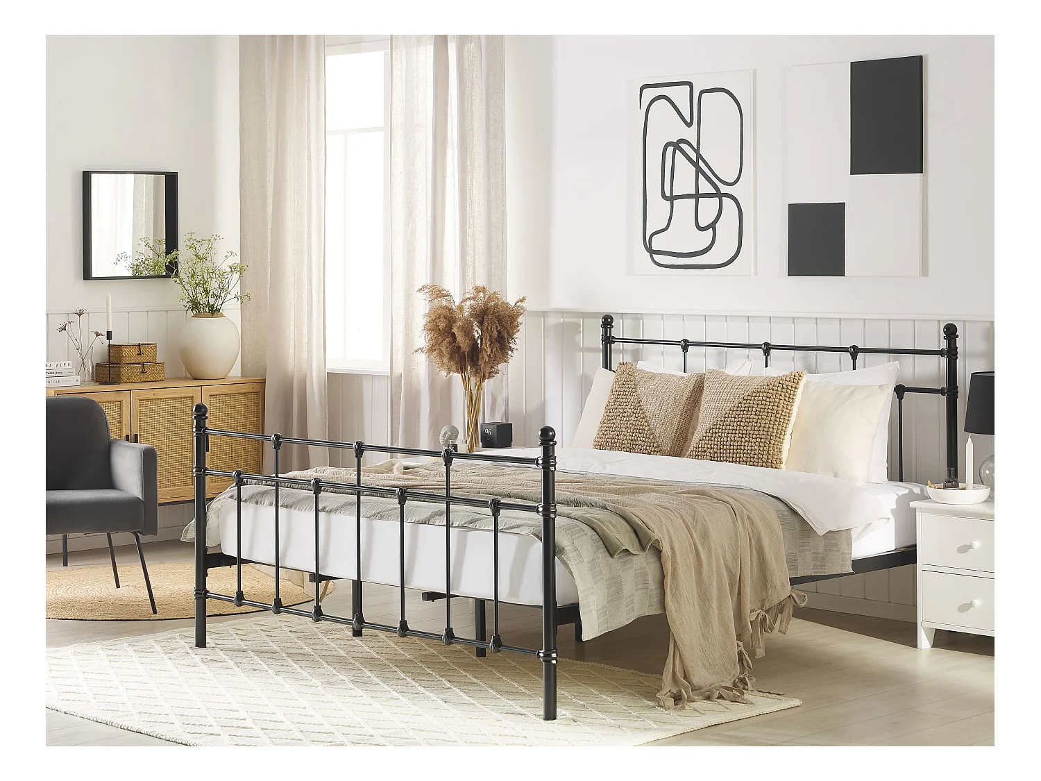 Lit avec sommier Métal LYNX 180 x 200 cm Noir