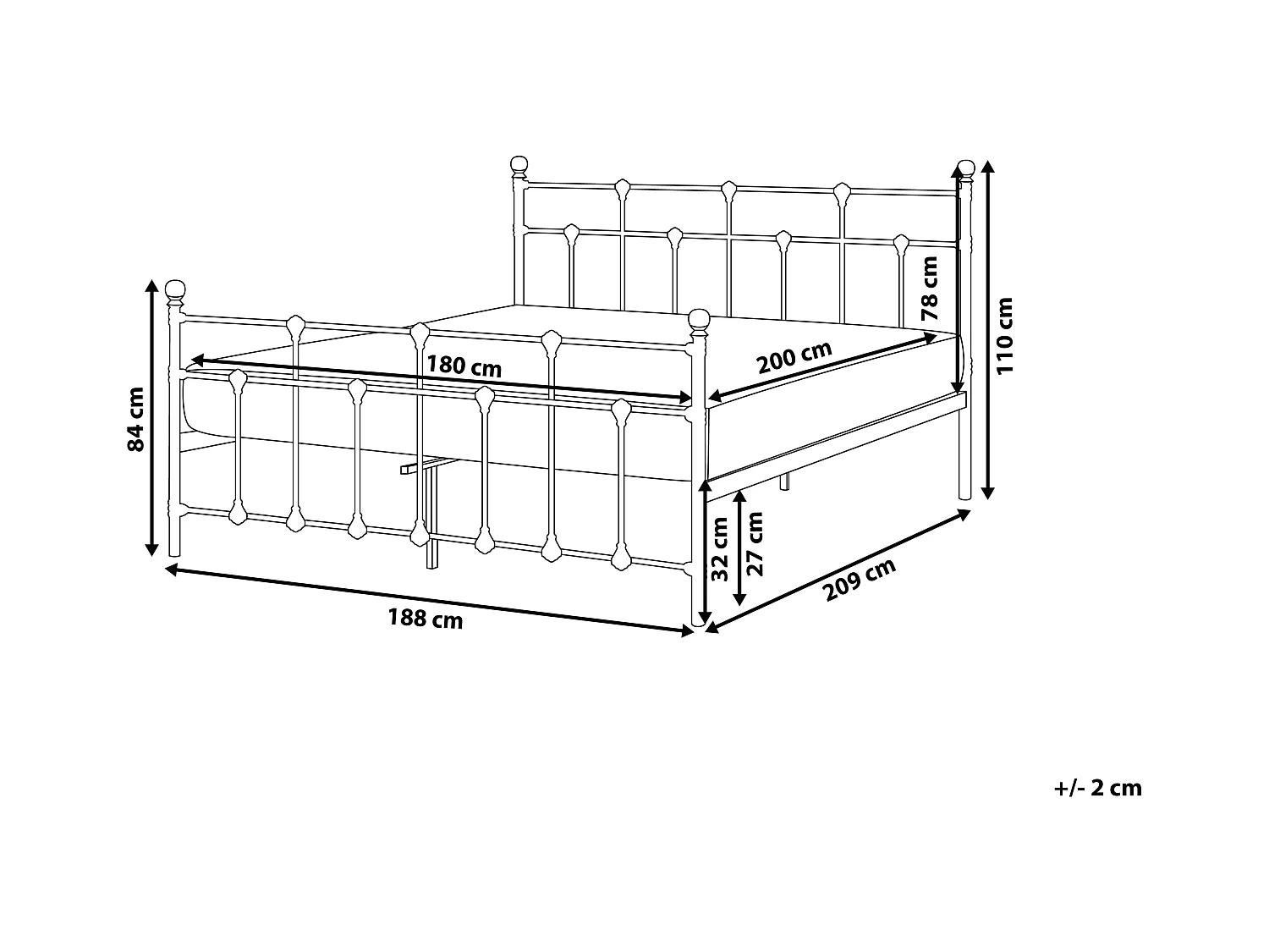 Lit avec sommier Métal LYNX 180 x 200 cm Noir