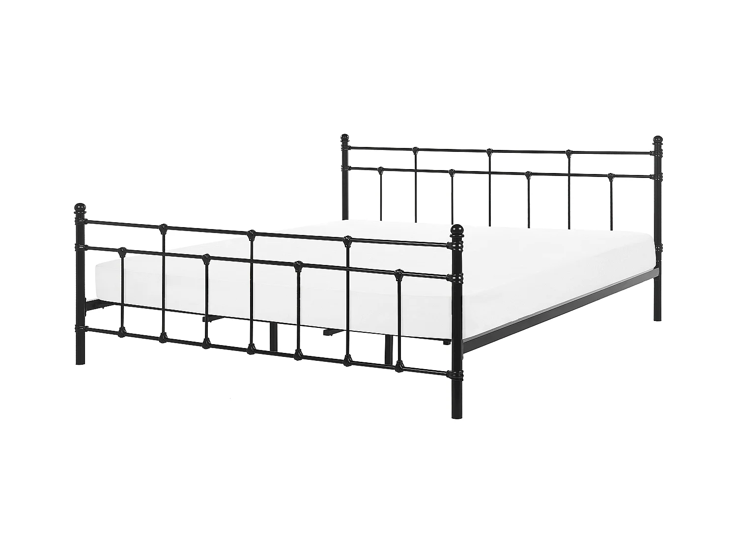 Romantisches Doppelbett Metall Schwarz mit Kopfteil Lattenrost 180x200 cm Lynx