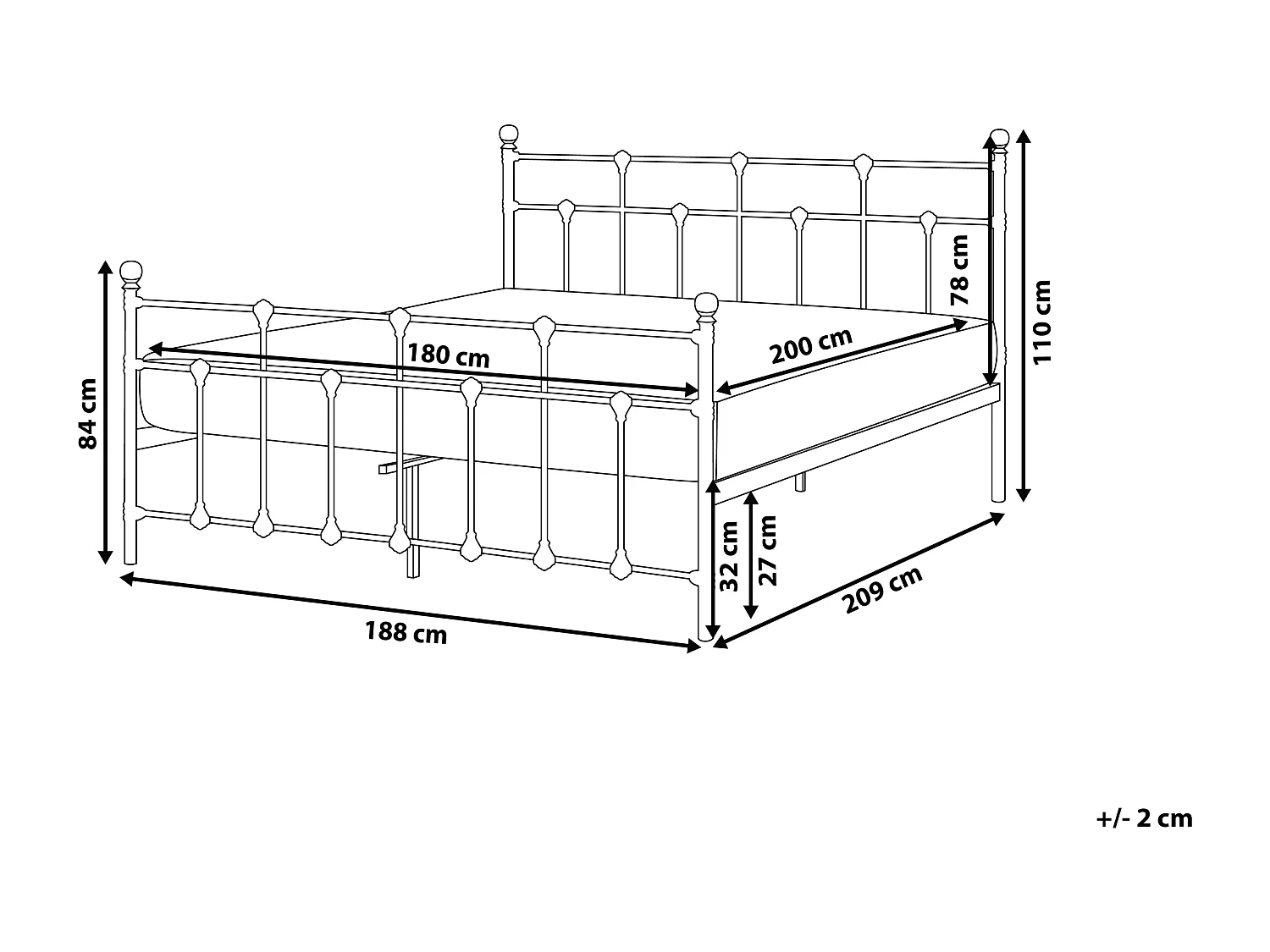 Lit avec sommier Métal LYNX 180 x 200 cm Noir