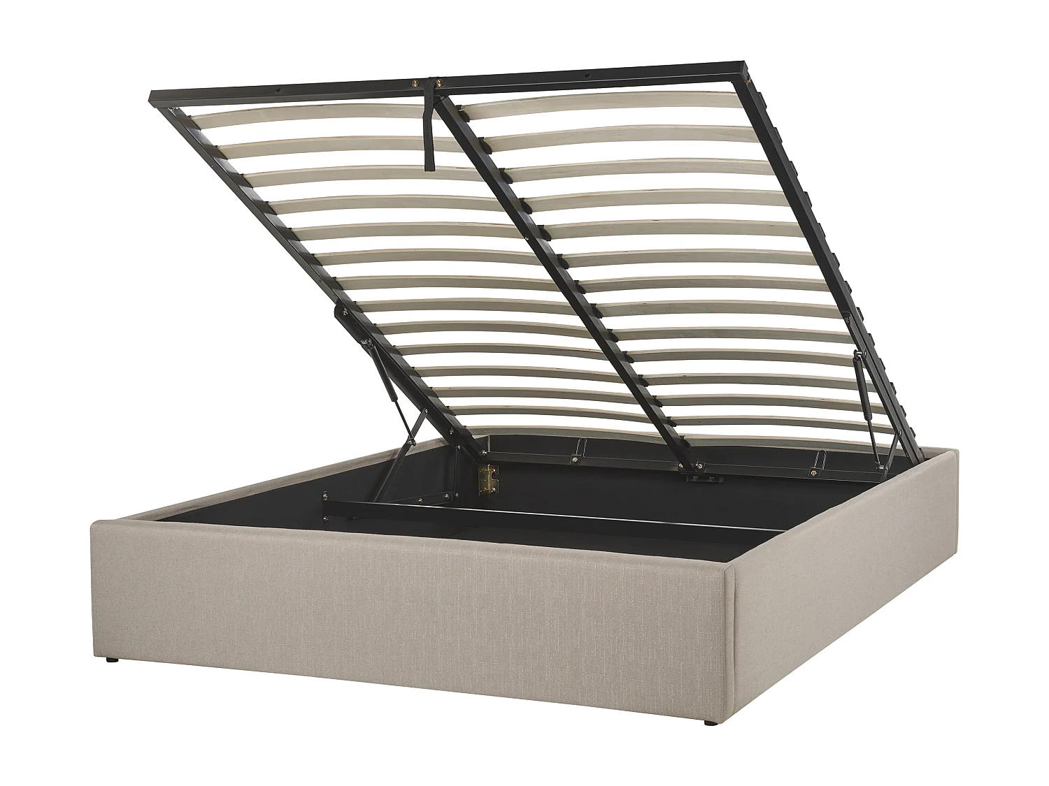 Lit ottoman sans tête de lit Tissu DINAN 140 x 200 cm Marron clair