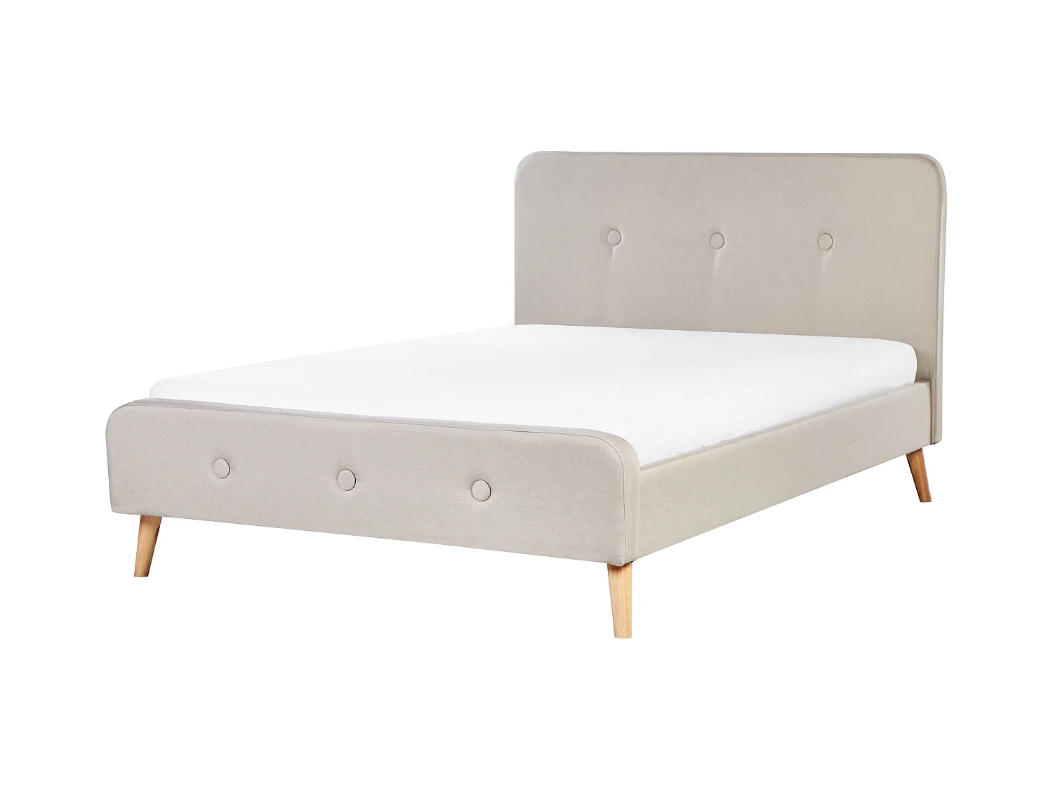 Polsterbett Leinenoptik beige Lattenrost 140 x 200 cm Rennes