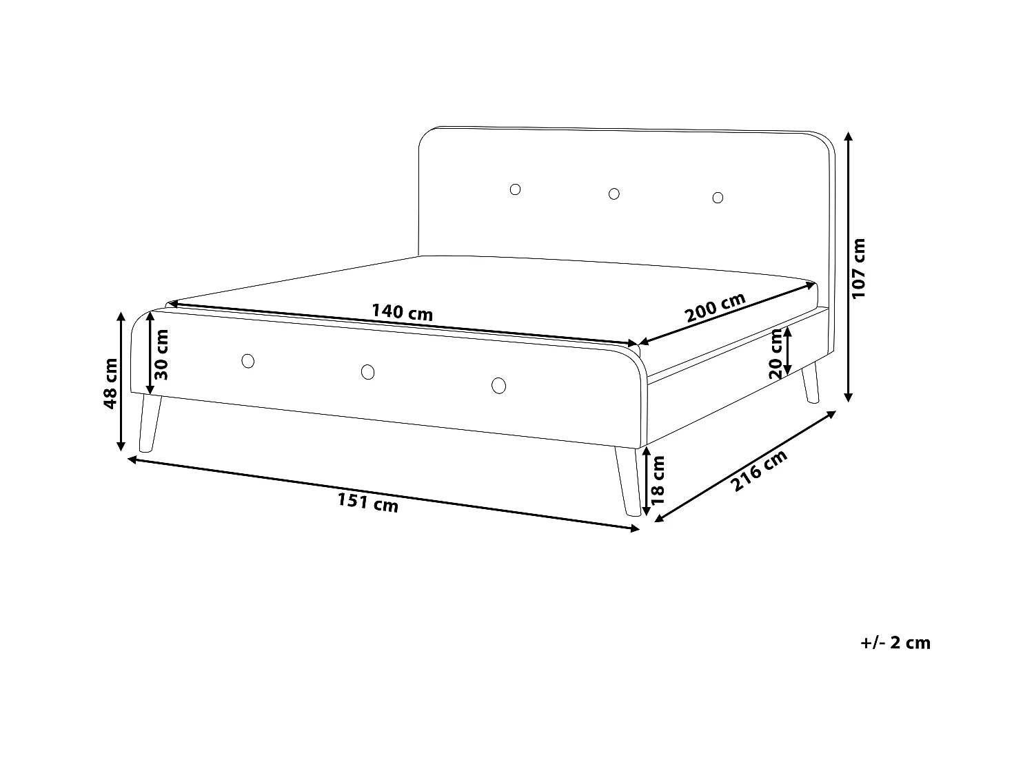 Polsterbett Leinenoptik beige Lattenrost 140 x 200 cm Rennes