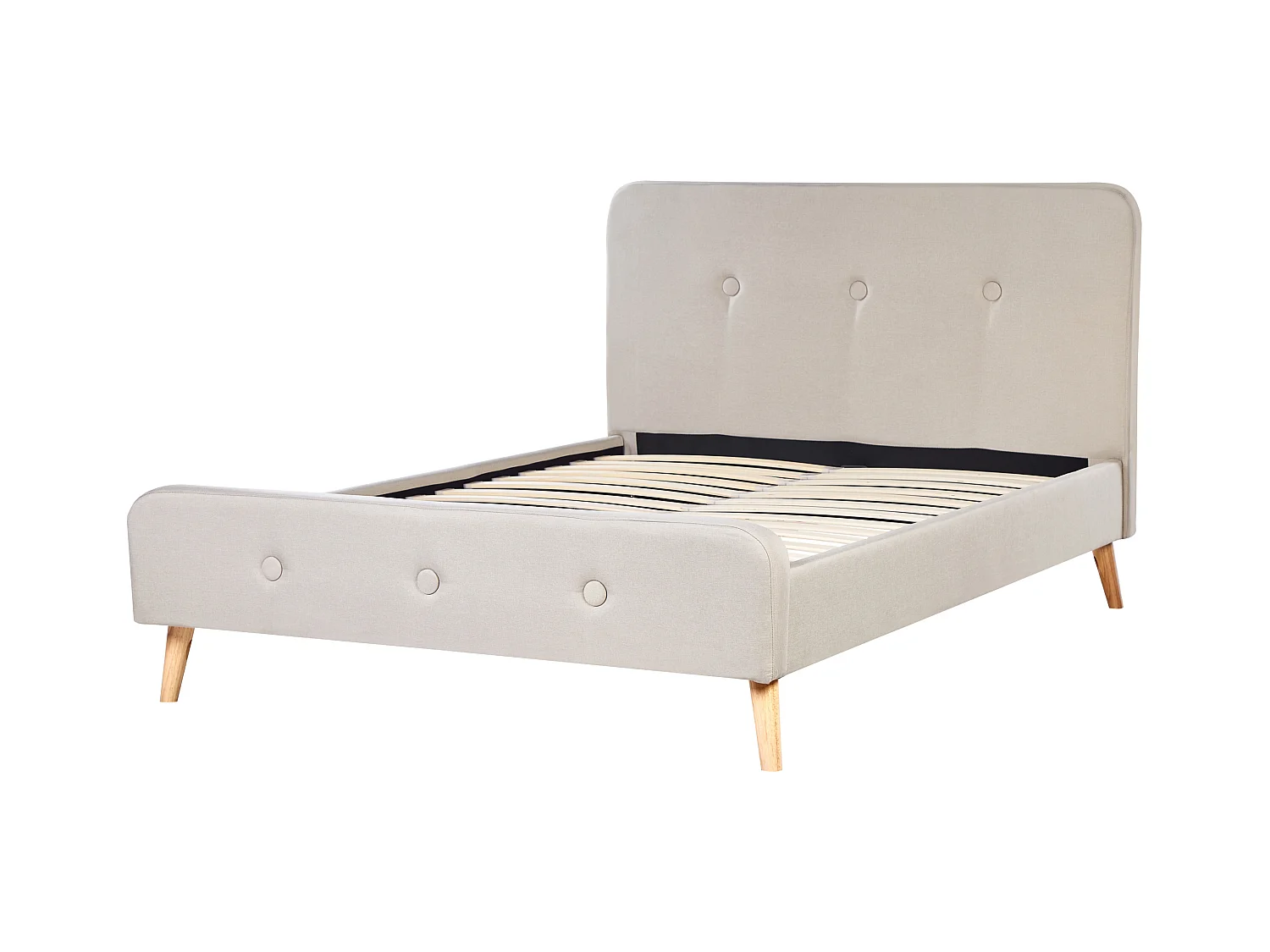 Polsterbett Leinenoptik beige Lattenrost 140 x 200 cm Rennes