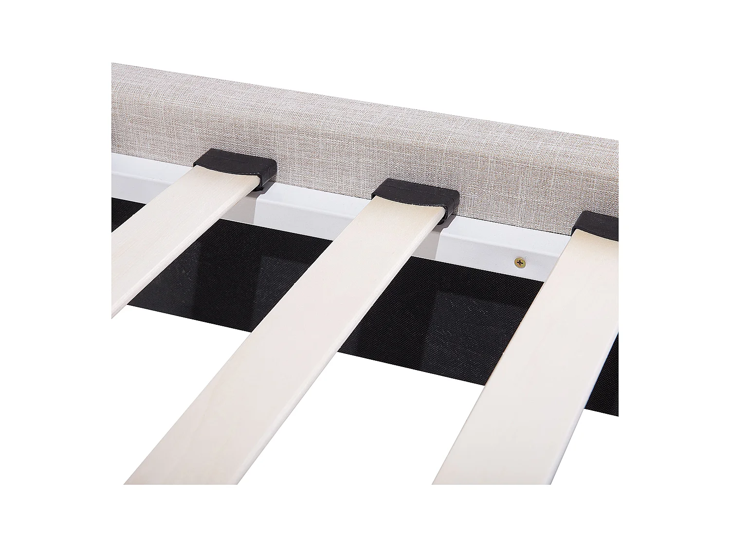 Polsterbett Leinenoptik beige Lattenrost 140 x 200 cm Rennes