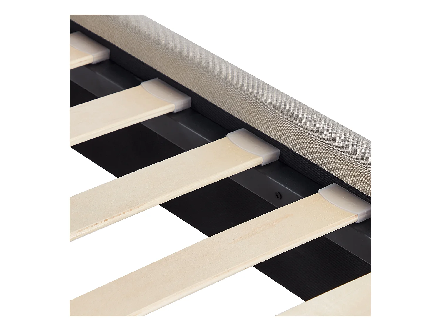 Lit avec sommier Tissu RENNES 140 x 200 cm Beige clair