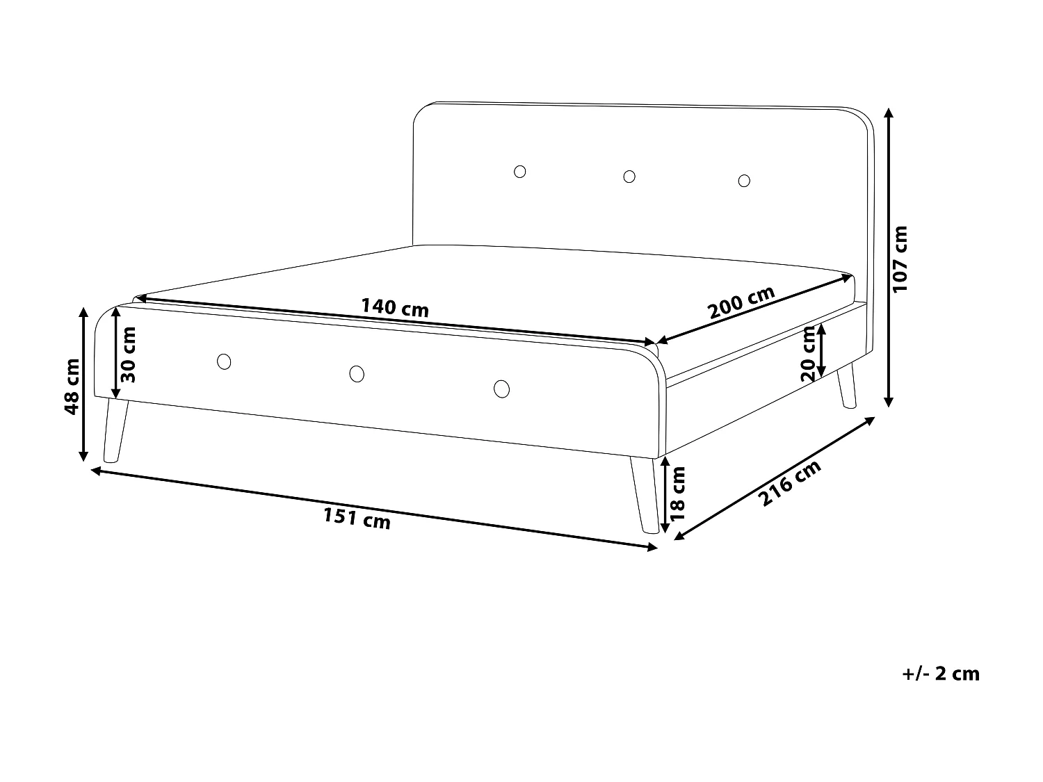 Letto Tessuto RENNES 140 x 200 cm Beige chiaro