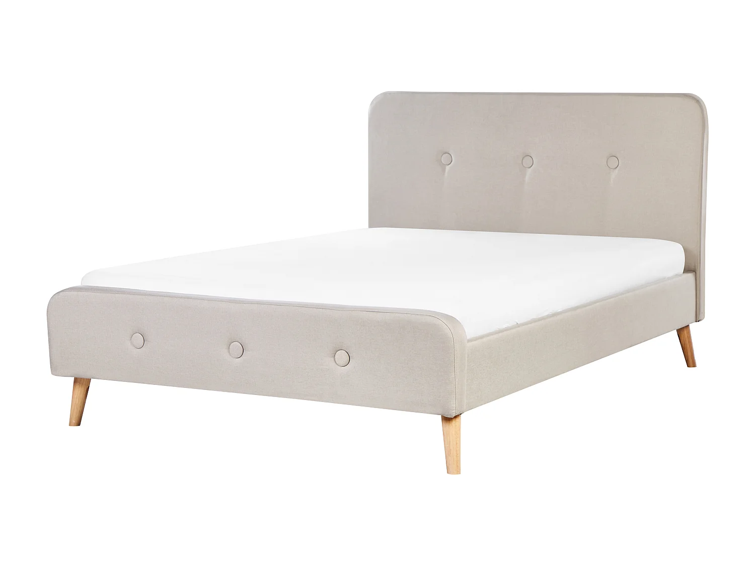 Lit avec sommier Tissu RENNES 140 x 200 cm Beige clair