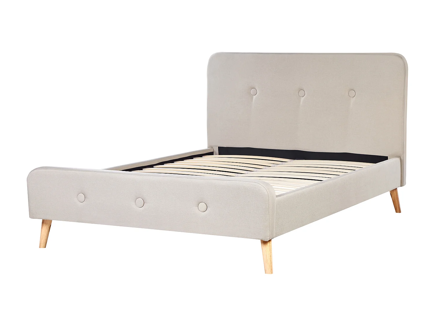 Lit avec sommier Tissu RENNES 140 x 200 cm Beige clair