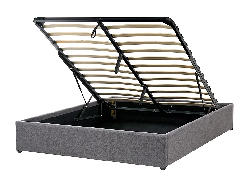 Lit ottoman sans tête de lit Tissu DINAN 140 x 200 cm Gris foncé