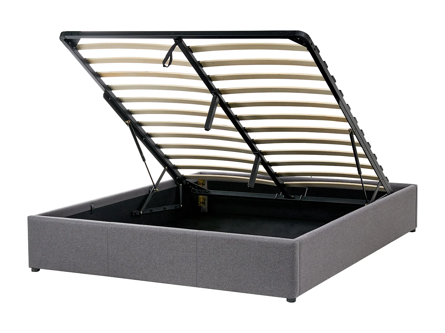 Lit ottoman sans tête de lit Tissu DINAN 140 x 200 cm Gris foncé