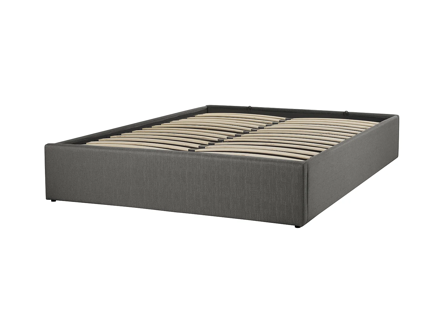 Lit ottoman sans tête de lit Tissu DINAN 140 x 200 cm Gris foncé