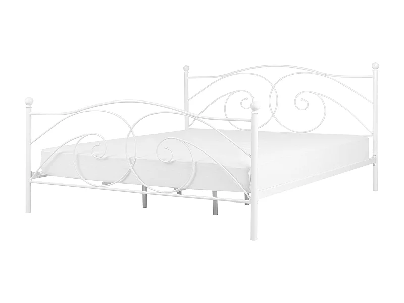 Komfortables Metallbett in romantischem Stil 140 x 200 cm weiß Dinard