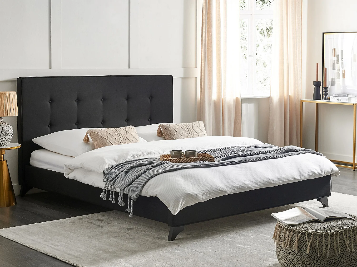 Bed Stof AMBASSADOR 160 x 200 cm Zwart