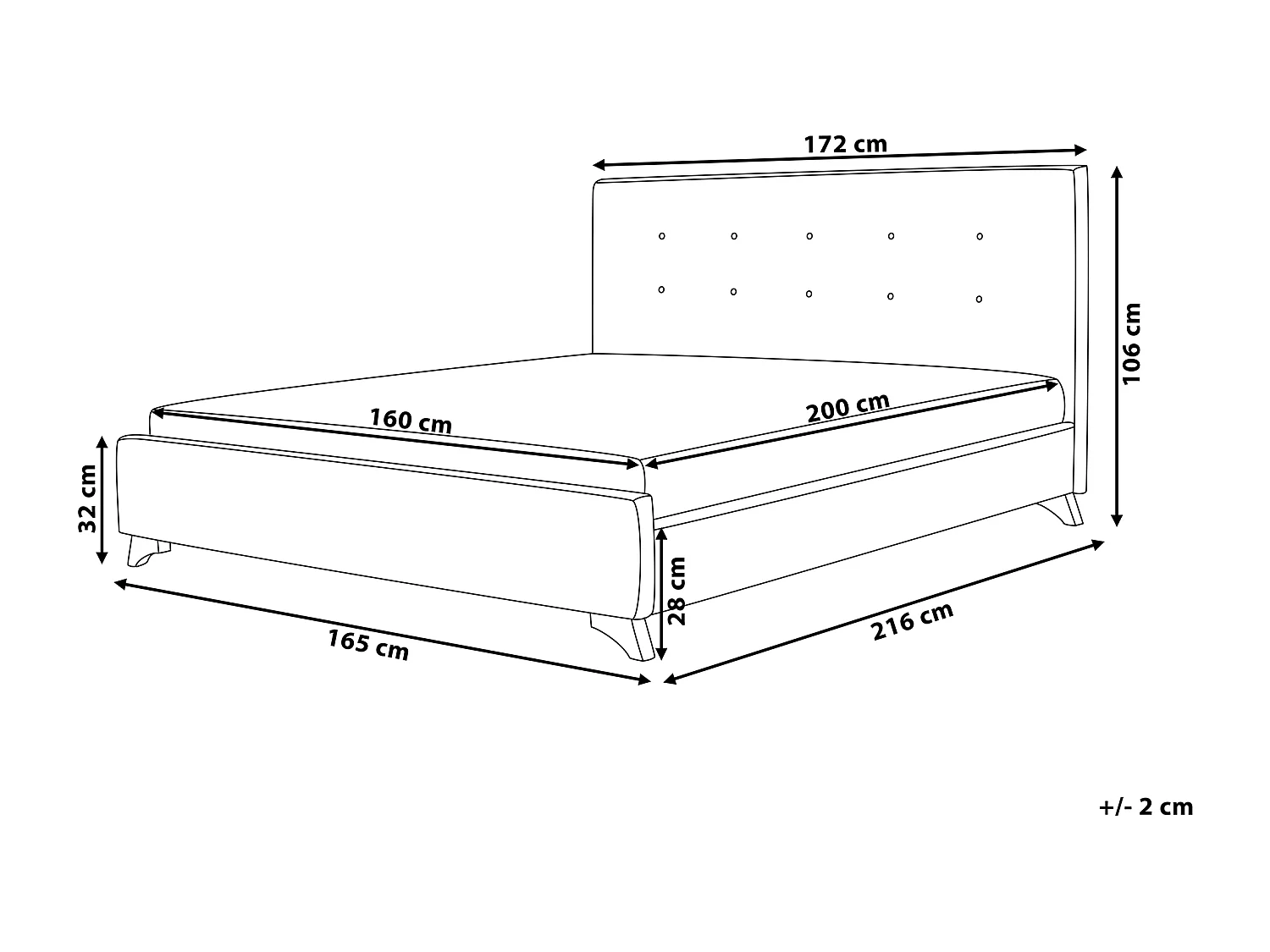 Bed Stof AMBASSADOR 160 x 200 cm Zwart