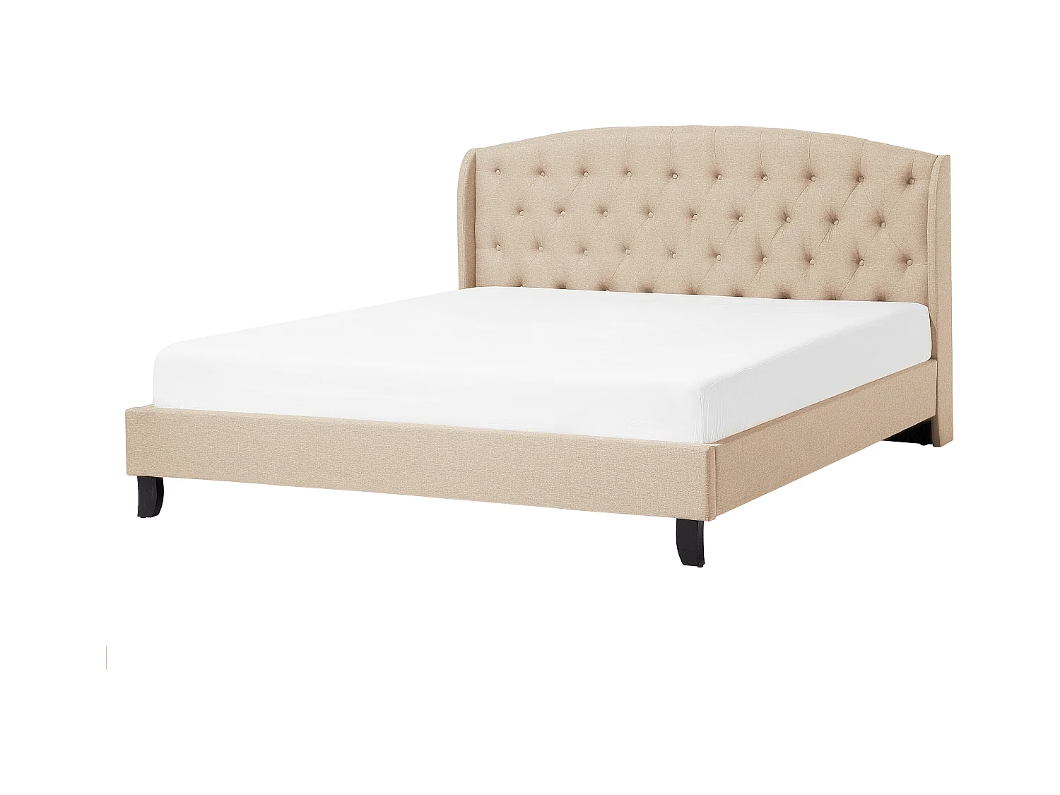 Lit avec sommier Tissu BORDEAUX 140 x 200 cm Beige