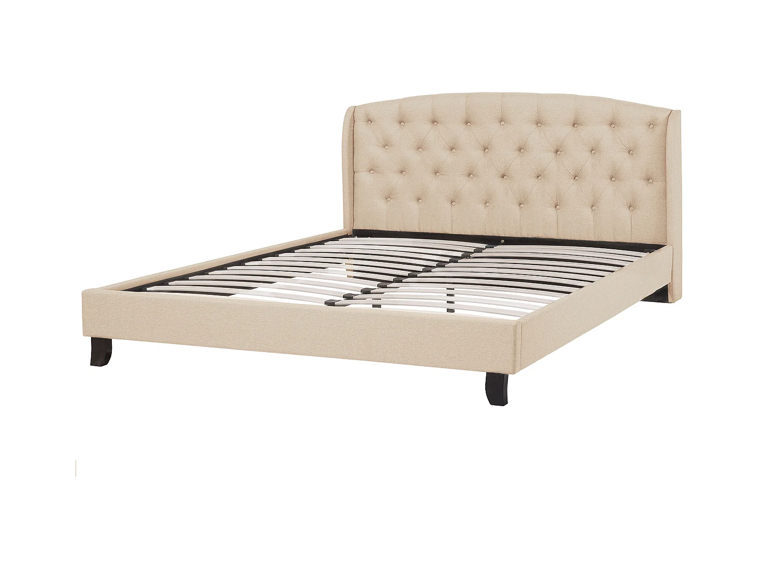 Lit avec sommier Tissu BORDEAUX 140 x 200 cm Beige