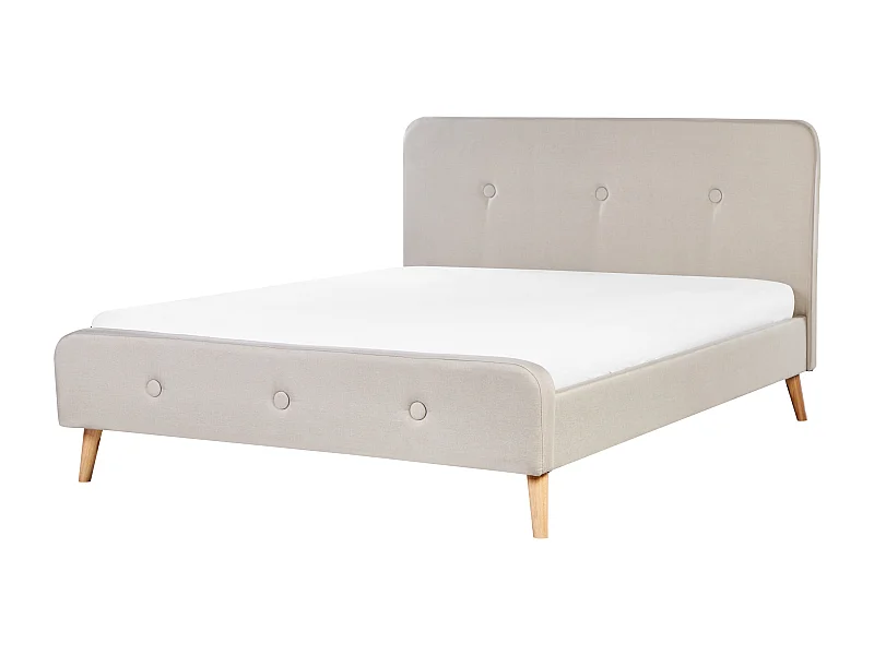 Polsterbett Leinenoptik beige Lattenrost 160 x 200 cm Rennes