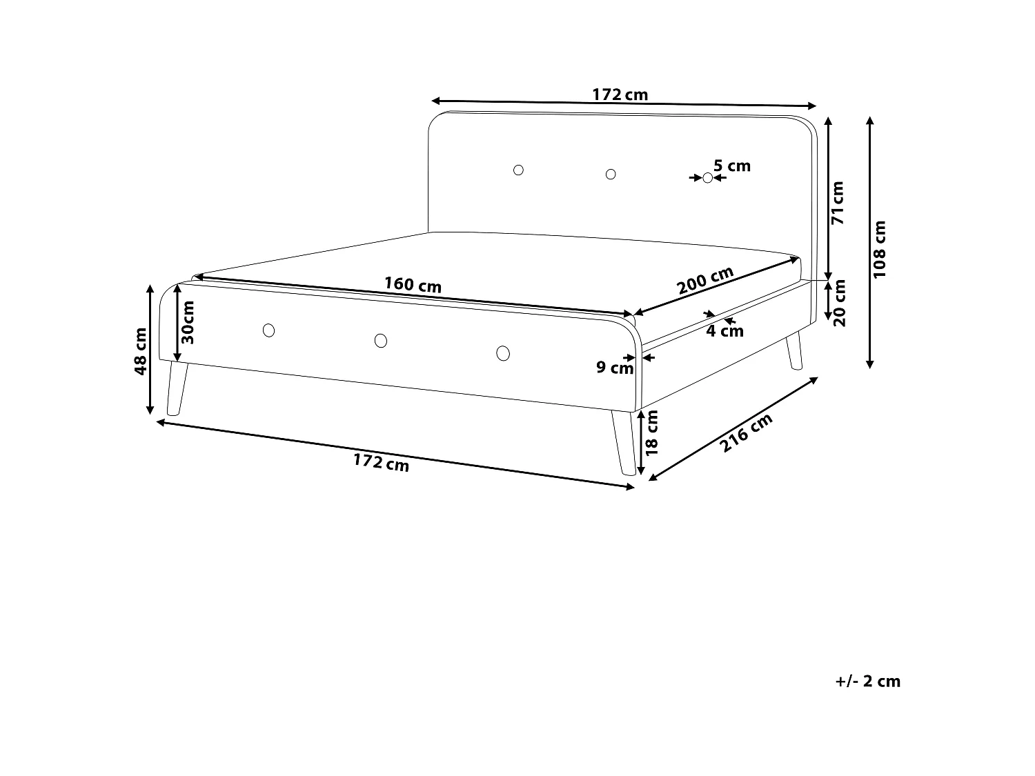 Polsterbett Leinenoptik beige Lattenrost 160 x 200 cm Rennes